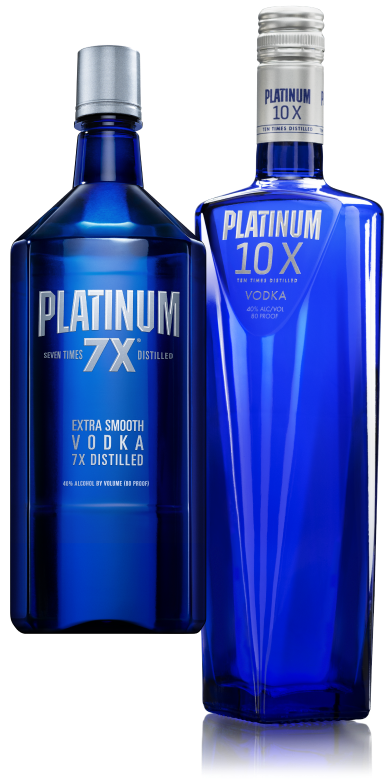 platinum 7x and 10x vodka bottles